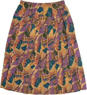 80s Patterned Pleated Skirt