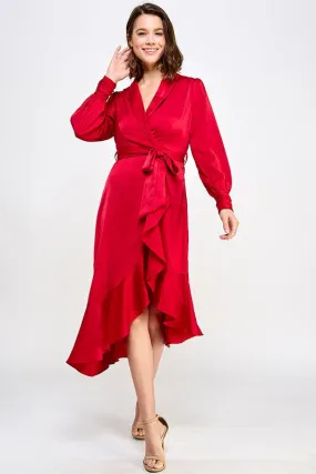 ASYMMETRICAL HEM LONG SLEEVE DRESS