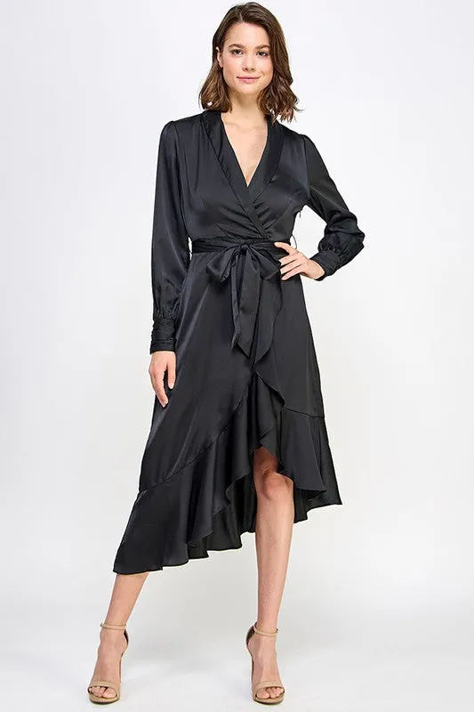 ASYMMETRICAL HEM LONG SLEEVE DRESS