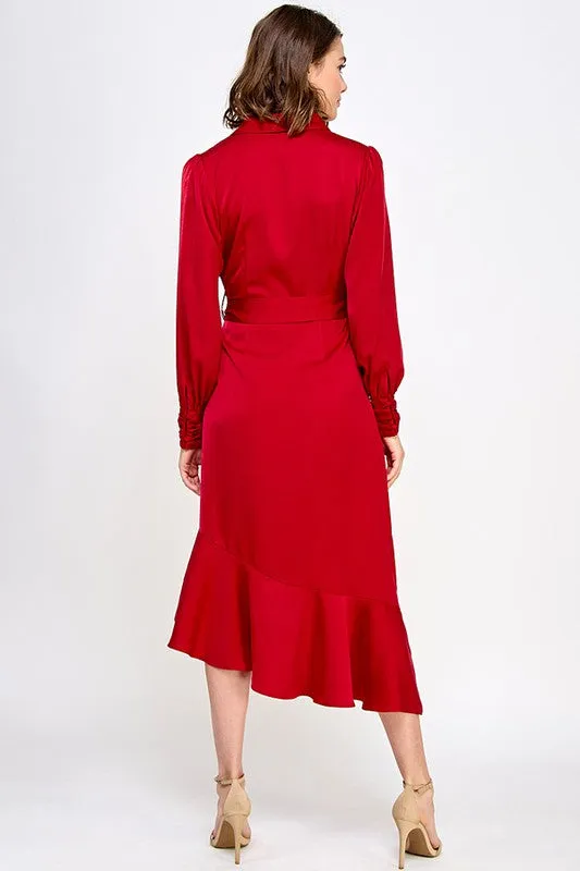 ASYMMETRICAL HEM LONG SLEEVE DRESS