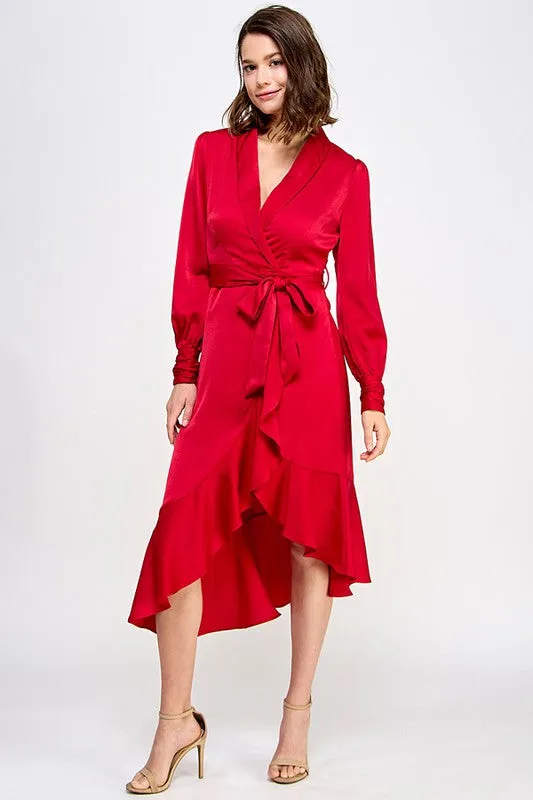 ASYMMETRICAL HEM LONG SLEEVE DRESS