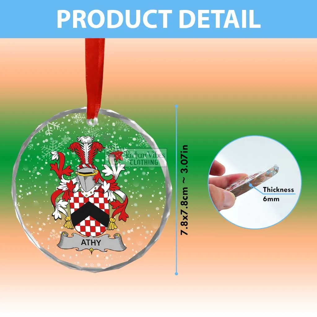 Athy Irish Clan Christmas Glass Ornament with Coat of Arms