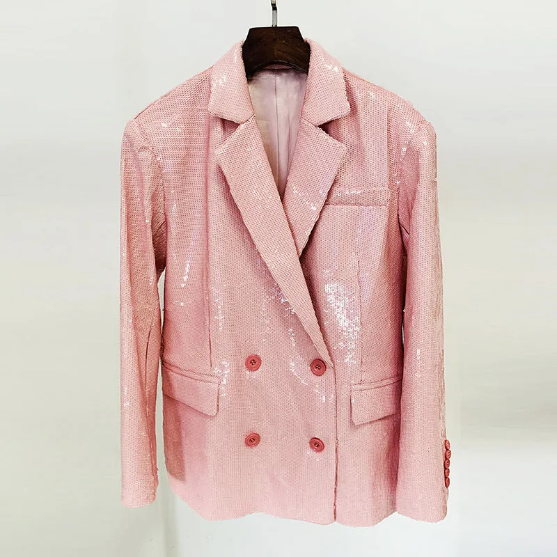 Autumn Sequin Pink Blazer