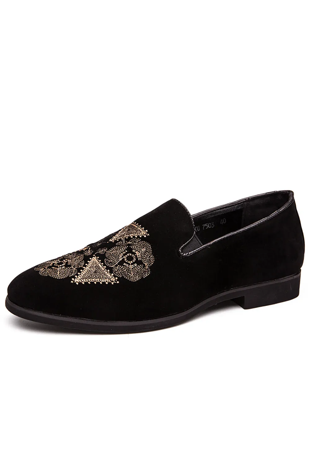 Black Embroidery Slip-On Party Men's Shoes