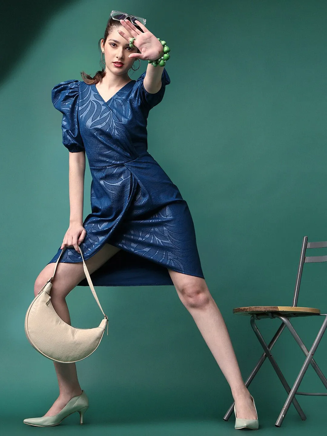 Blue Print Wrap Dress