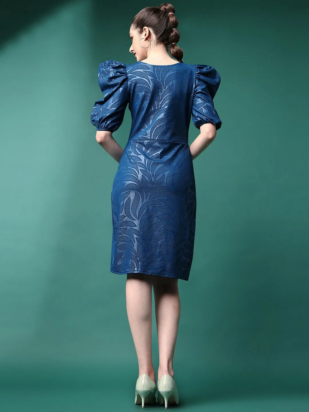 Blue Print Wrap Dress
