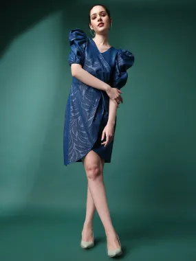 Blue Print Wrap Dress