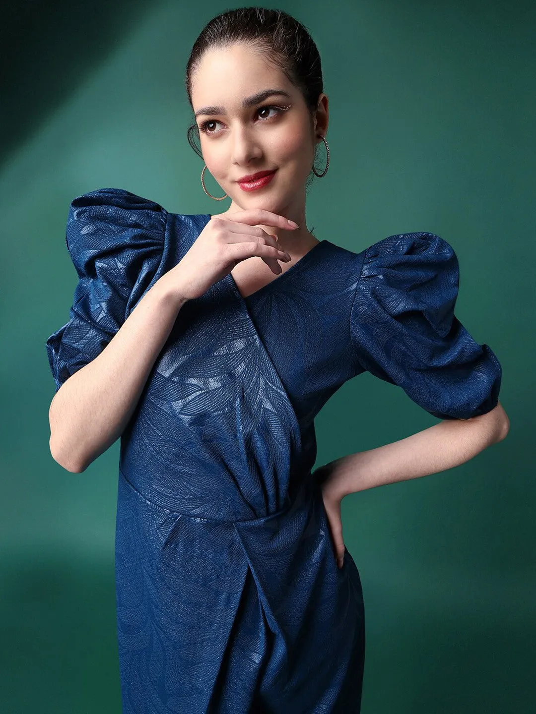 Blue Print Wrap Dress