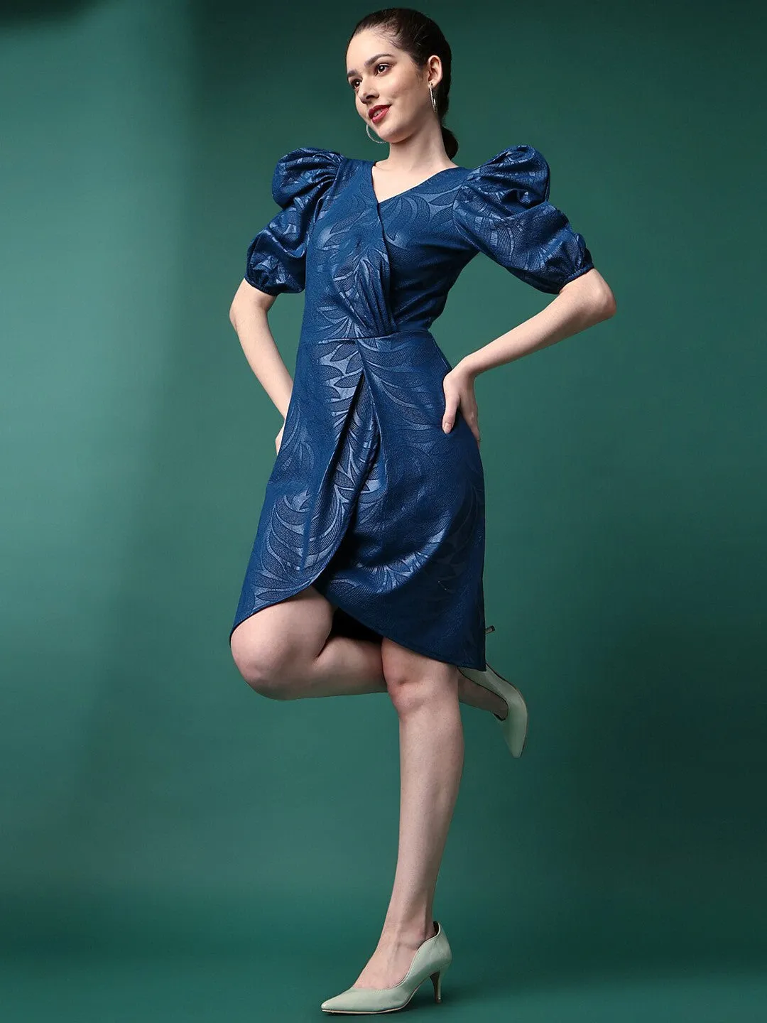 Blue Print Wrap Dress