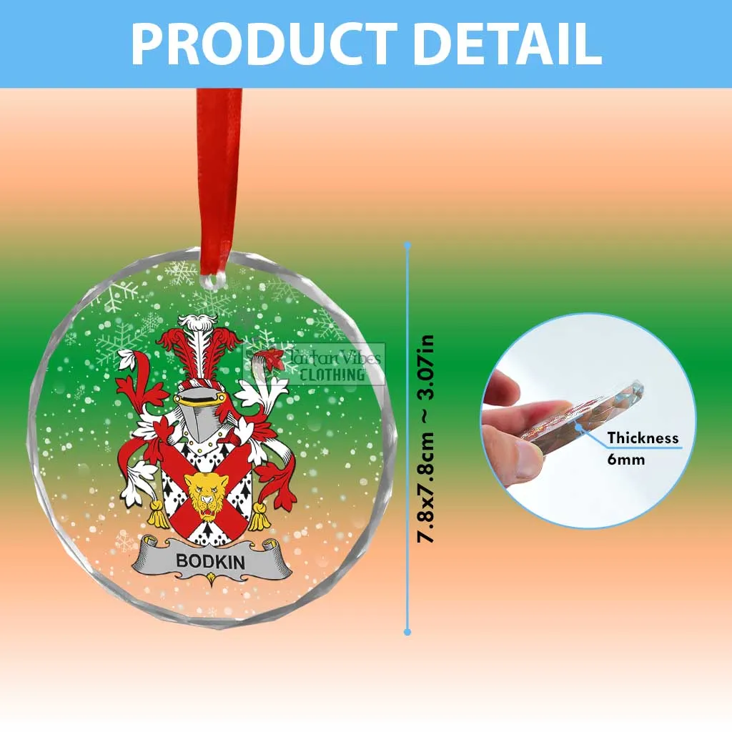 Bodkin Irish Clan Christmas Glass Ornament with Coat of Arms