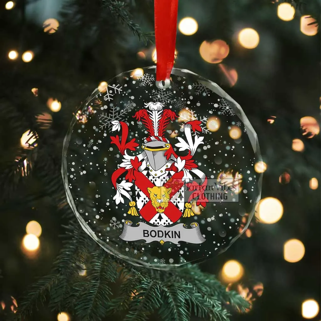 Bodkin Irish Clan Christmas Glass Ornament with Coat of Arms