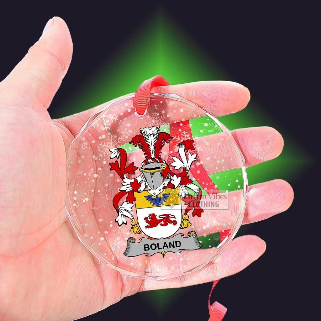 Boland Irish Clan Christmas Glass Ornament with Coat of Arms