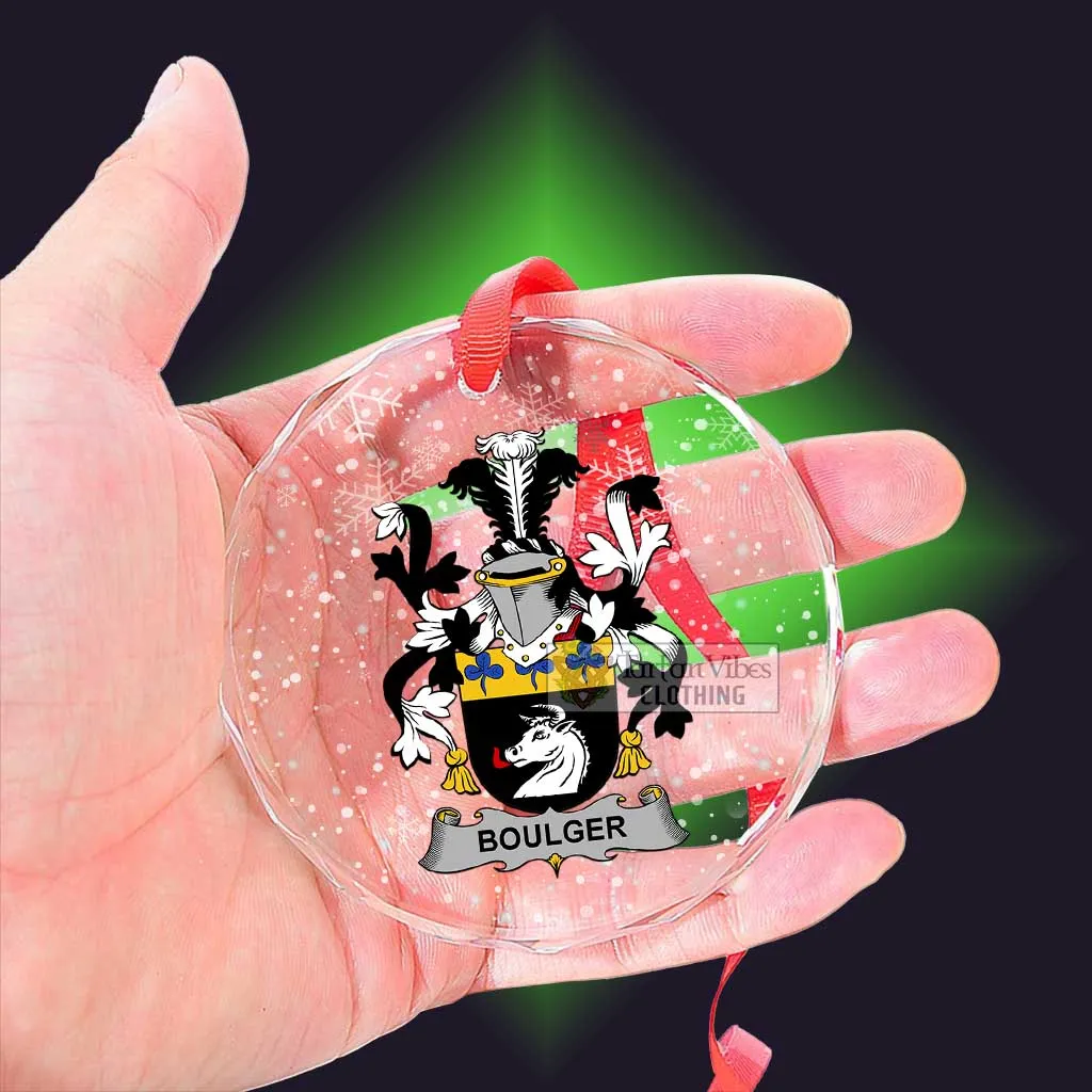 Boulger Irish Clan Christmas Glass Ornament with Coat of Arms