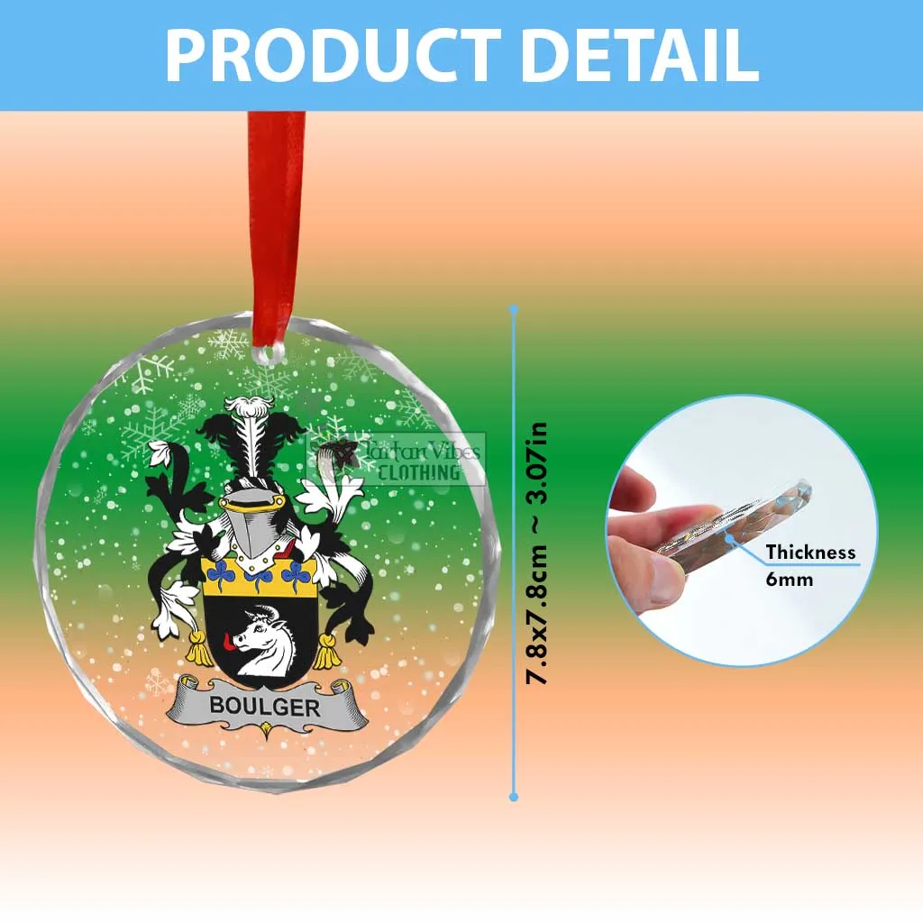 Boulger Irish Clan Christmas Glass Ornament with Coat of Arms