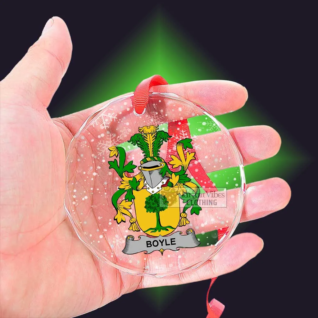 Boyle Irish Clan Christmas Glass Ornament with Coat of Arms