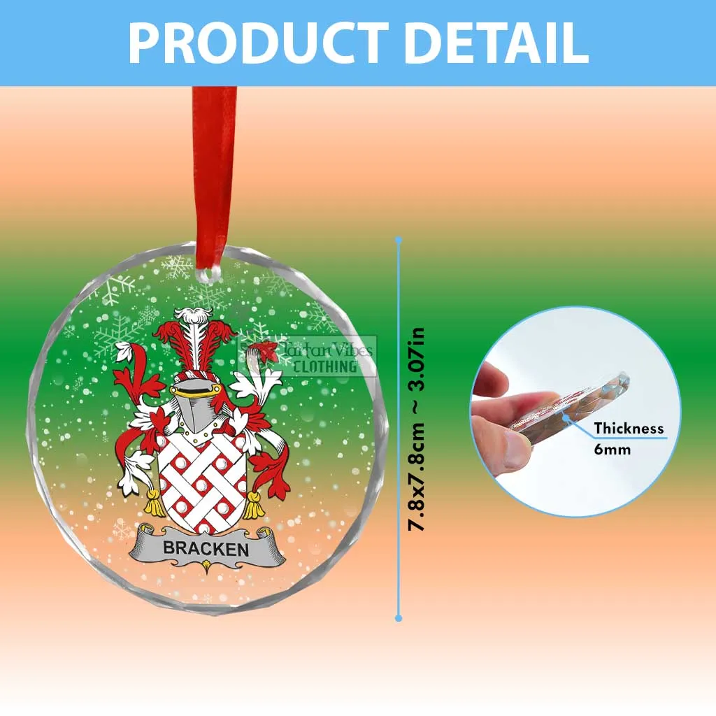 Bracken Irish Clan Christmas Glass Ornament with Coat of Arms
