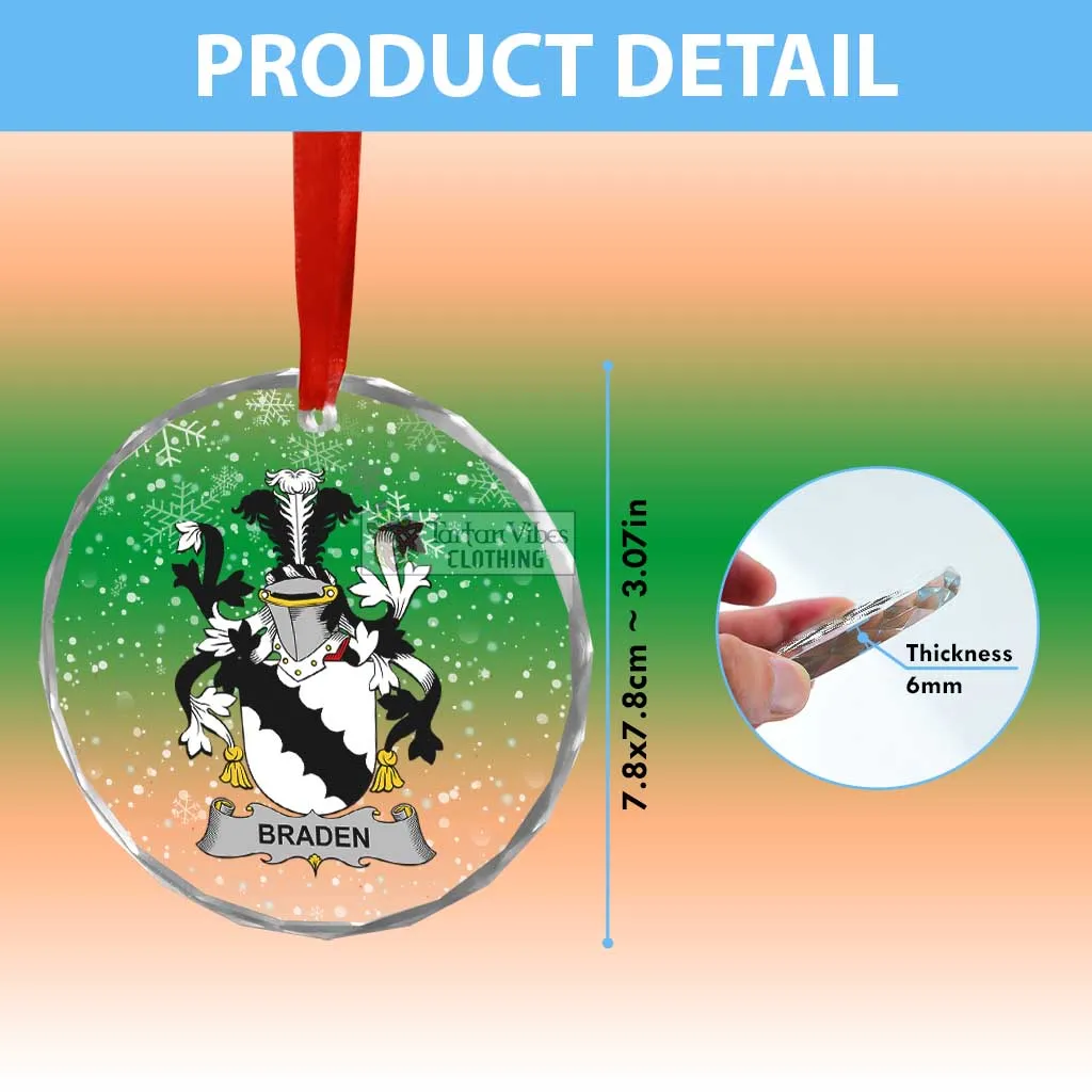 Braden Irish Clan Christmas Glass Ornament with Coat of Arms