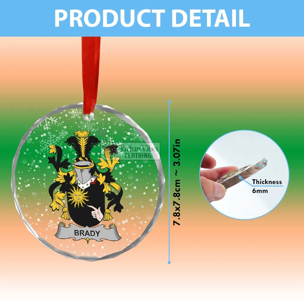 Brady Irish Clan Christmas Glass Ornament with Coat of Arms