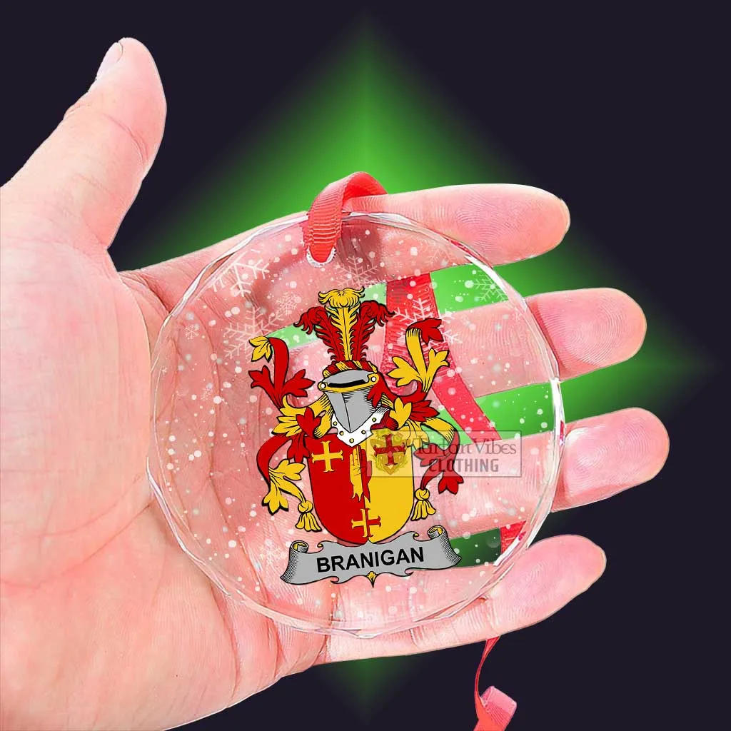 Branigan Irish Clan Christmas Glass Ornament with Coat of Arms