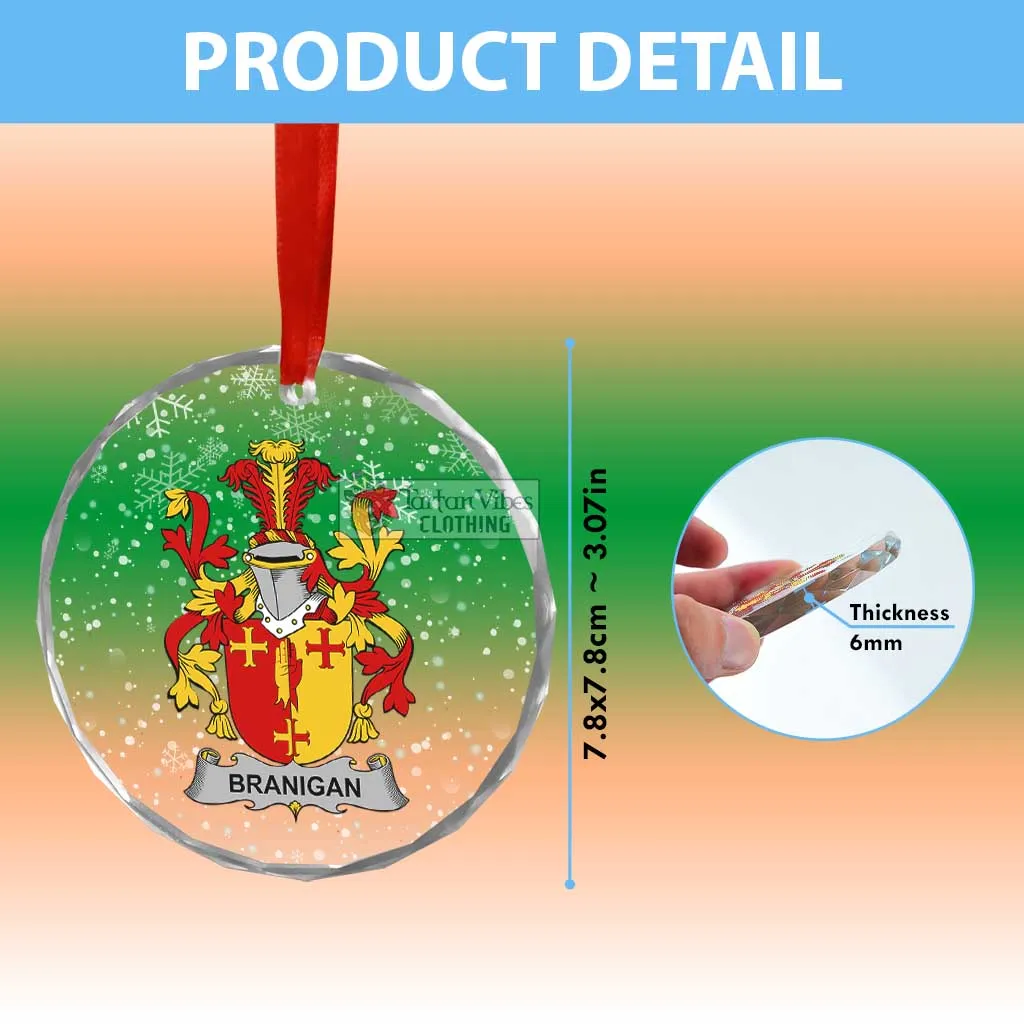 Branigan Irish Clan Christmas Glass Ornament with Coat of Arms