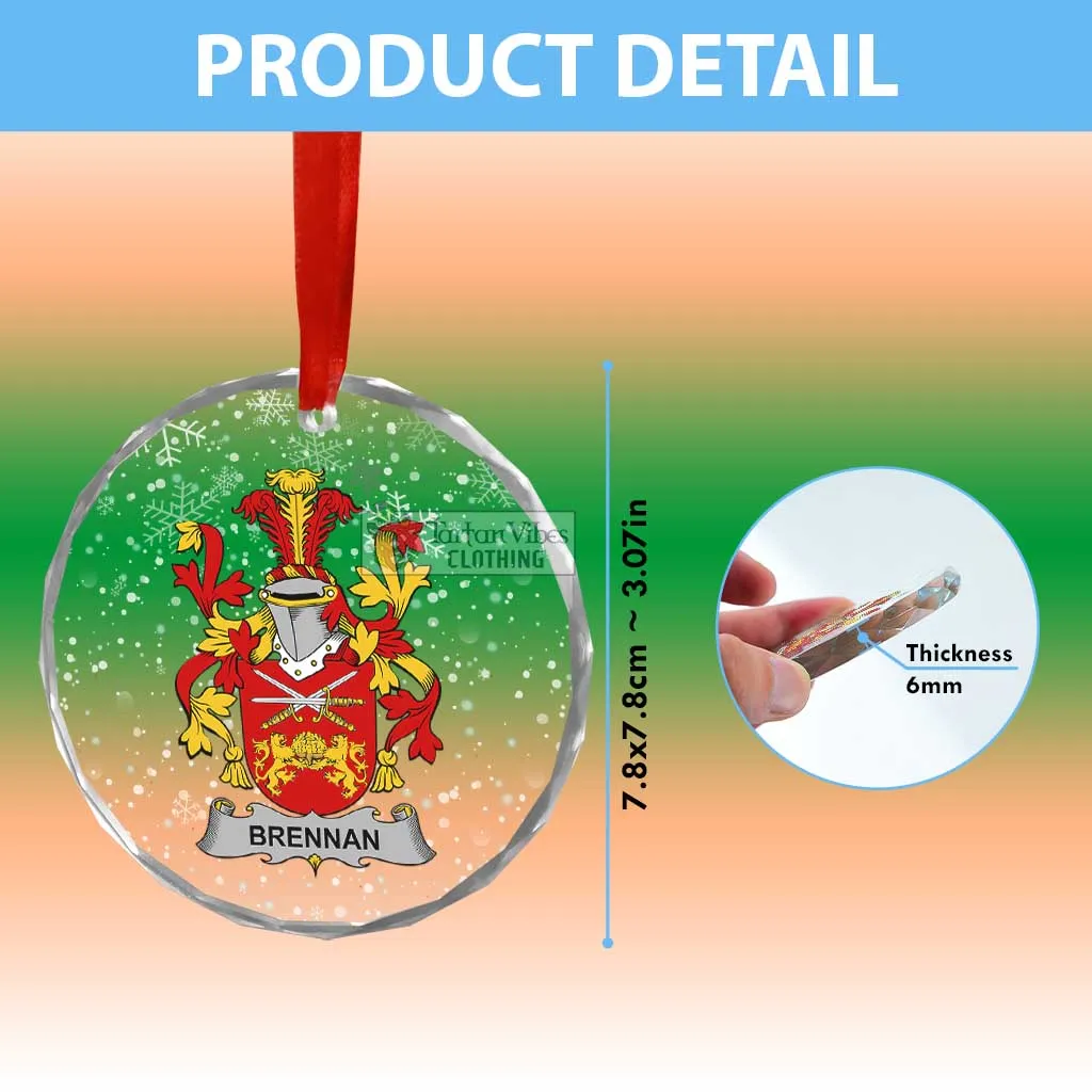 Brennan Irish Clan Christmas Glass Ornament with Coat of Arms