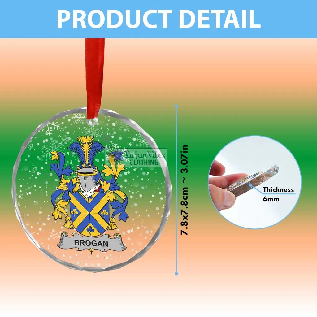 Brogan Irish Clan Christmas Glass Ornament with Coat of Arms