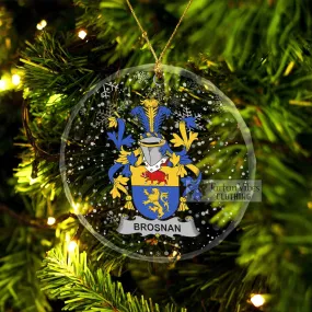 Brosnan Irish Clan Christmas Glass Ornament with Coat of Arms