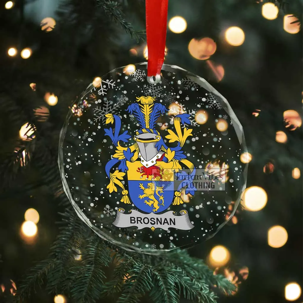 Brosnan Irish Clan Christmas Glass Ornament with Coat of Arms