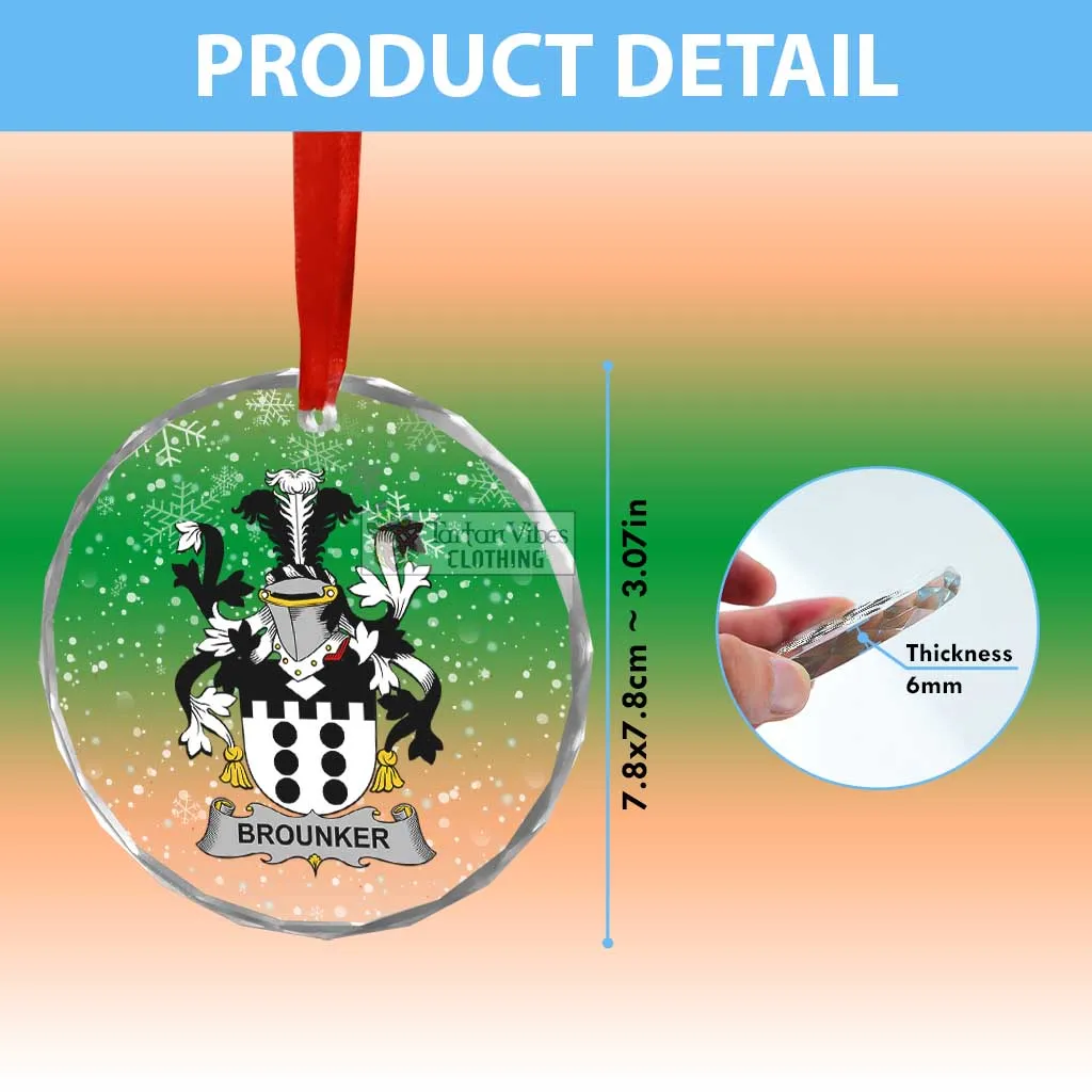Brounker Irish Clan Christmas Glass Ornament with Coat of Arms
