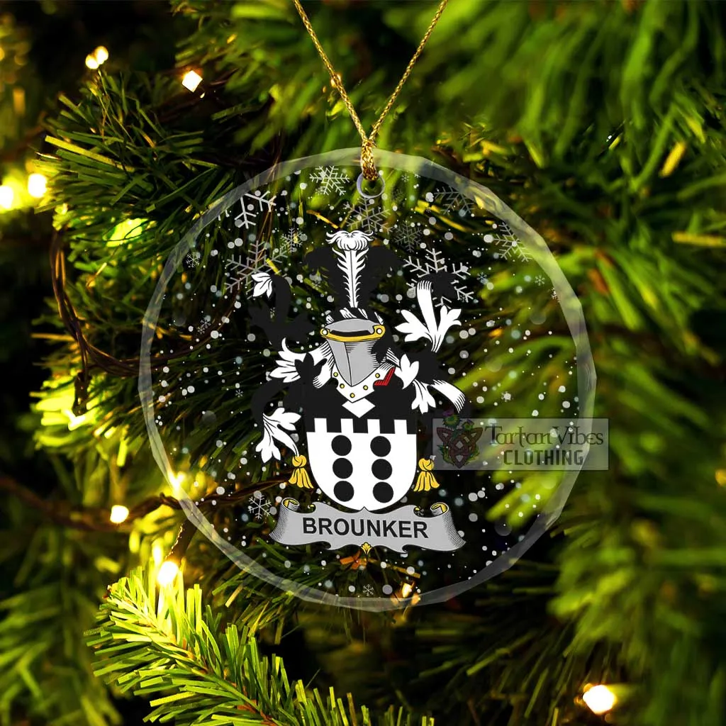 Brounker Irish Clan Christmas Glass Ornament with Coat of Arms