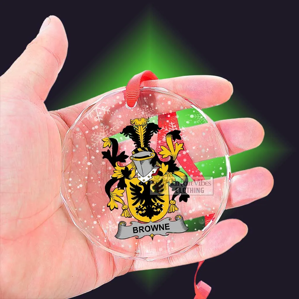 Browne Irish Clan Christmas Glass Ornament with Coat of Arms
