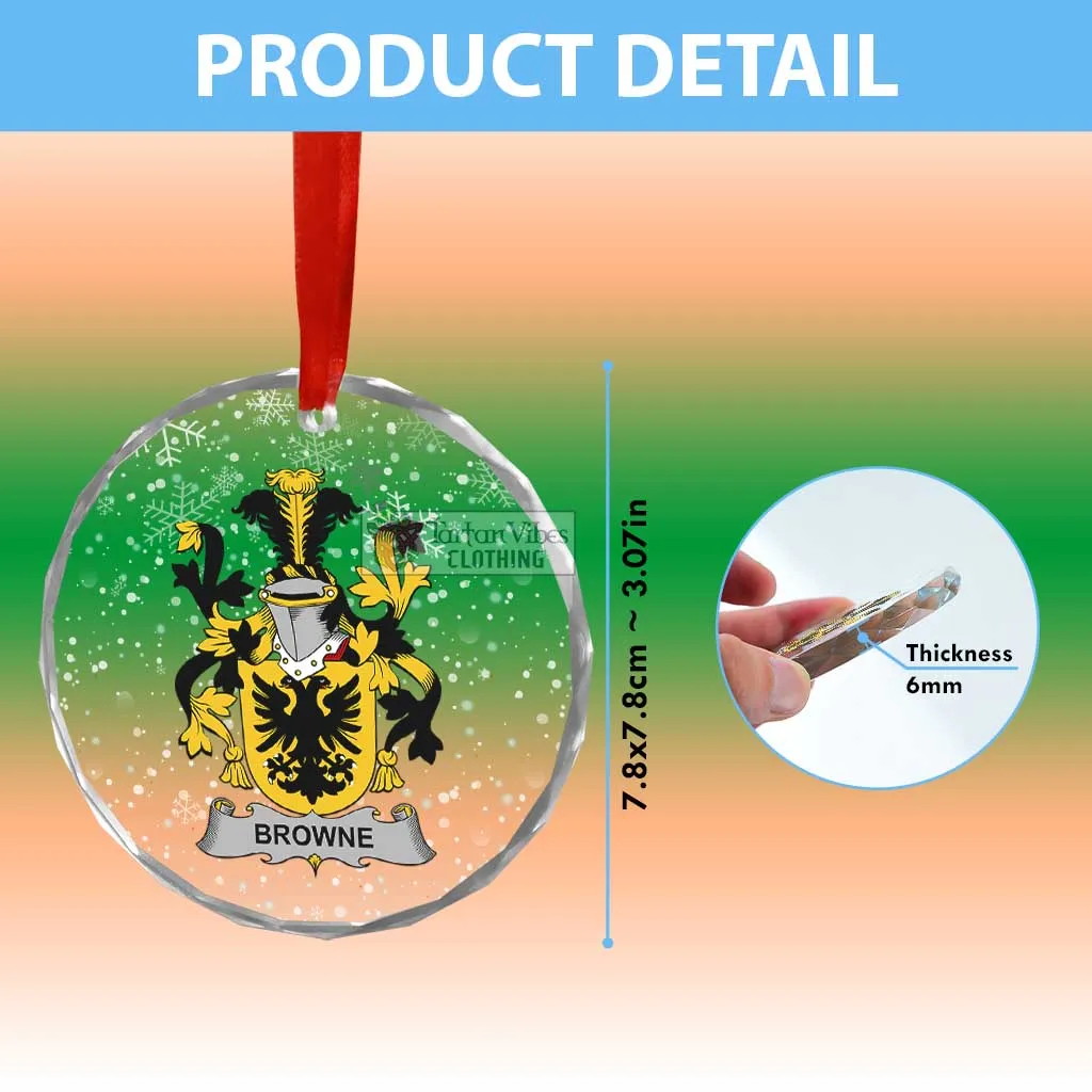 Browne Irish Clan Christmas Glass Ornament with Coat of Arms
