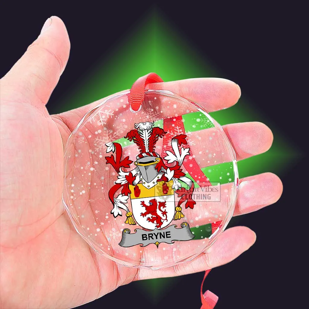 Bryne Irish Clan Christmas Glass Ornament with Coat of Arms