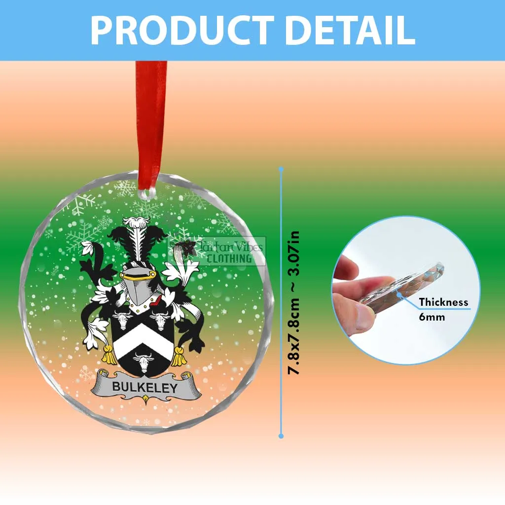 Bulkeley Irish Clan Christmas Glass Ornament with Coat of Arms