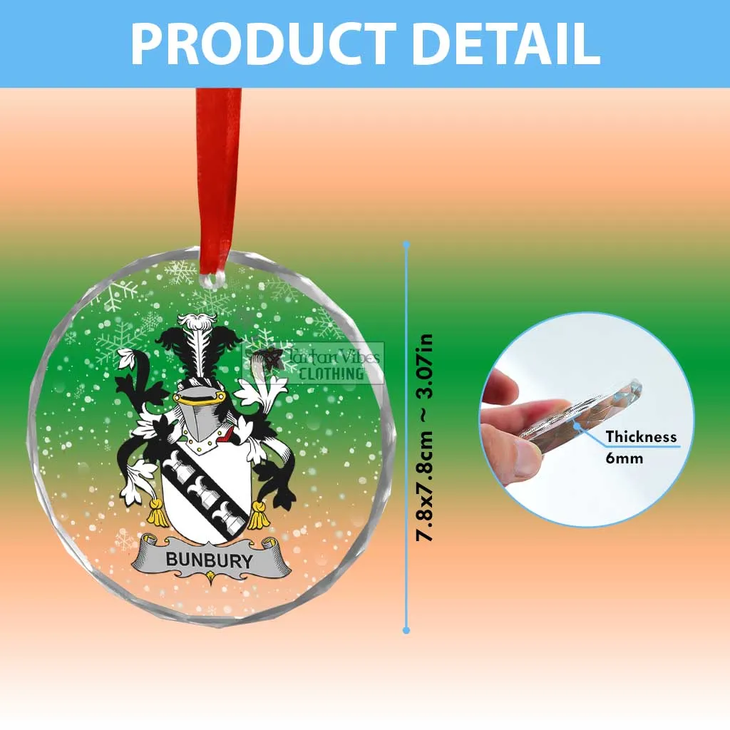 Bunbury Irish Clan Christmas Glass Ornament with Coat of Arms