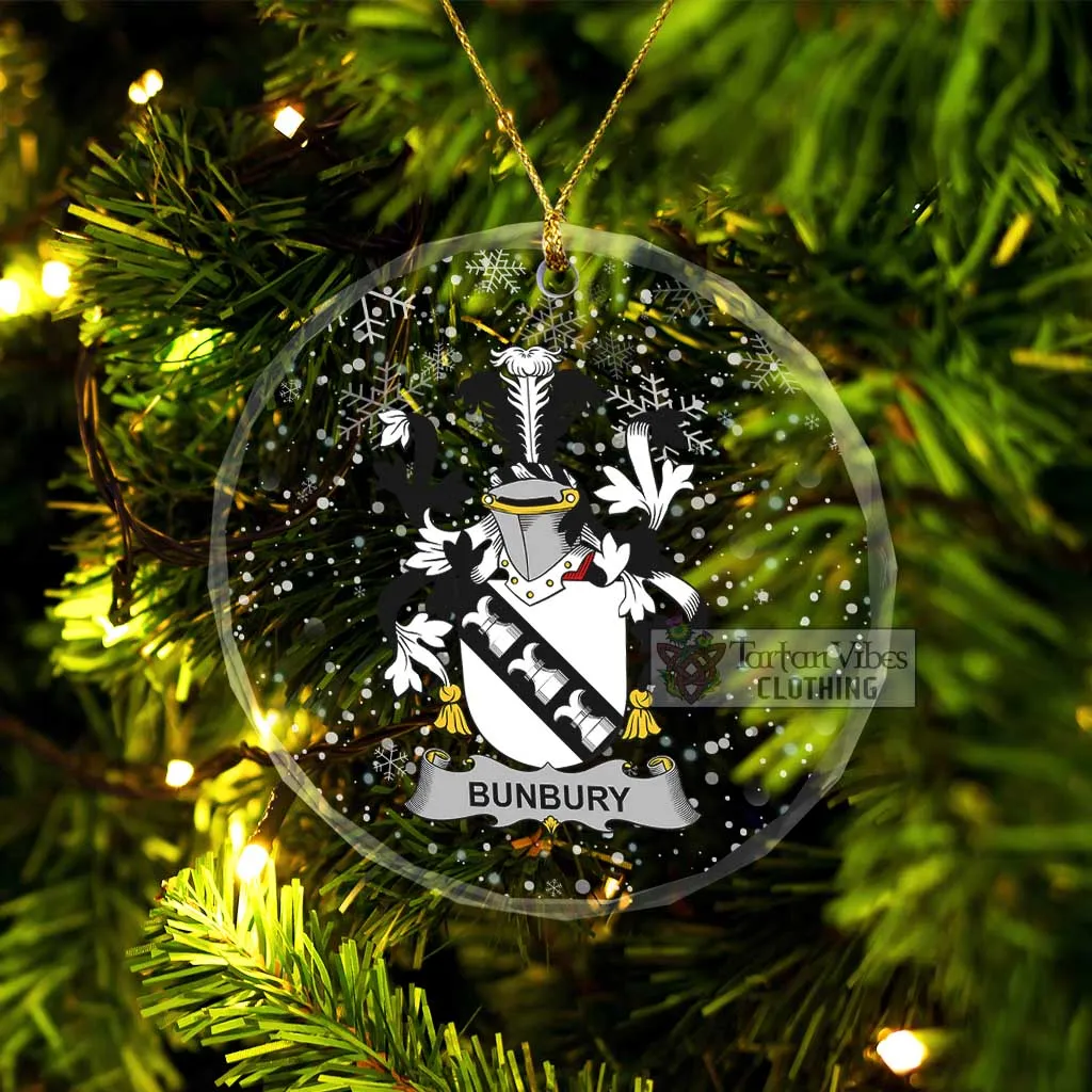 Bunbury Irish Clan Christmas Glass Ornament with Coat of Arms