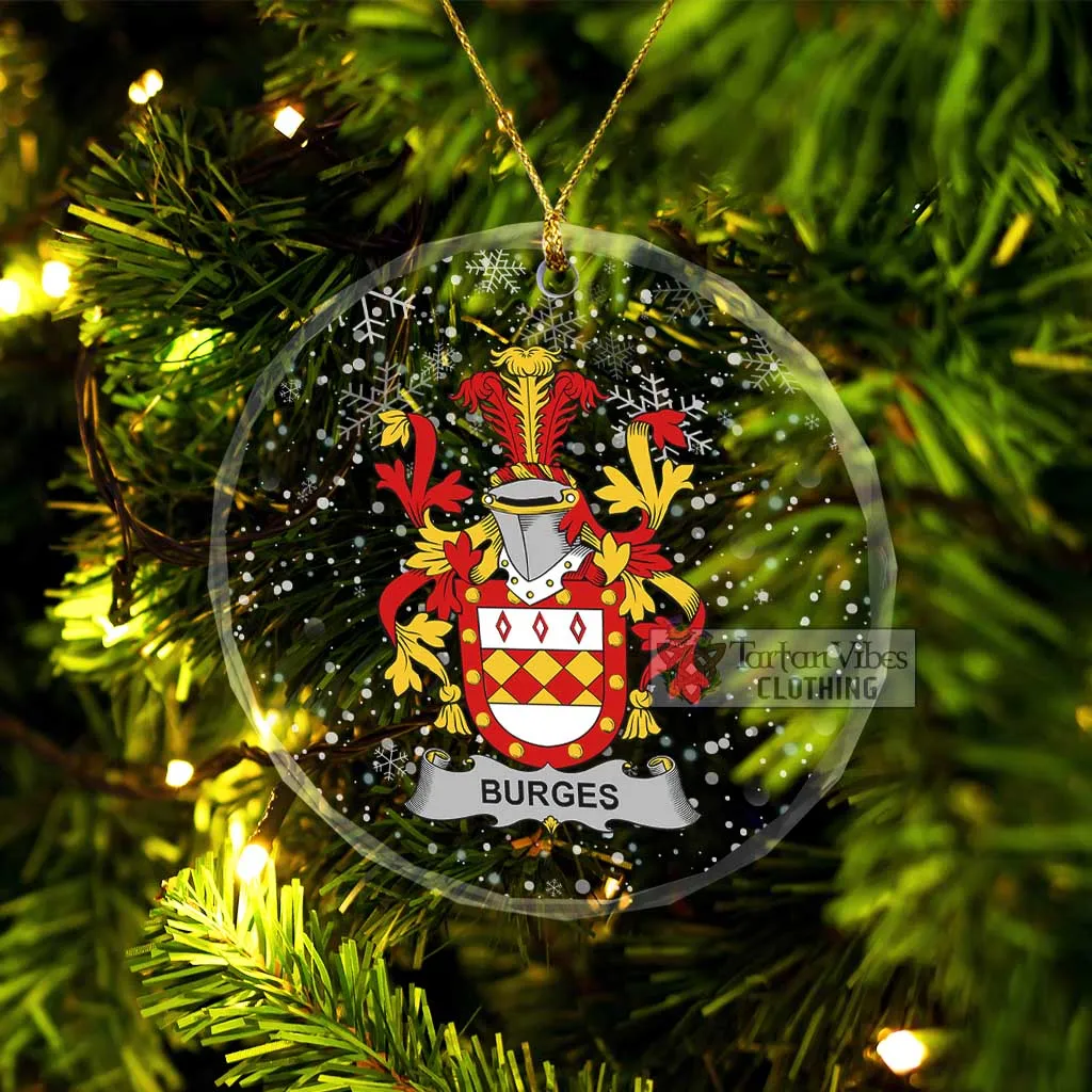 Burges Irish Clan Christmas Glass Ornament with Coat of Arms