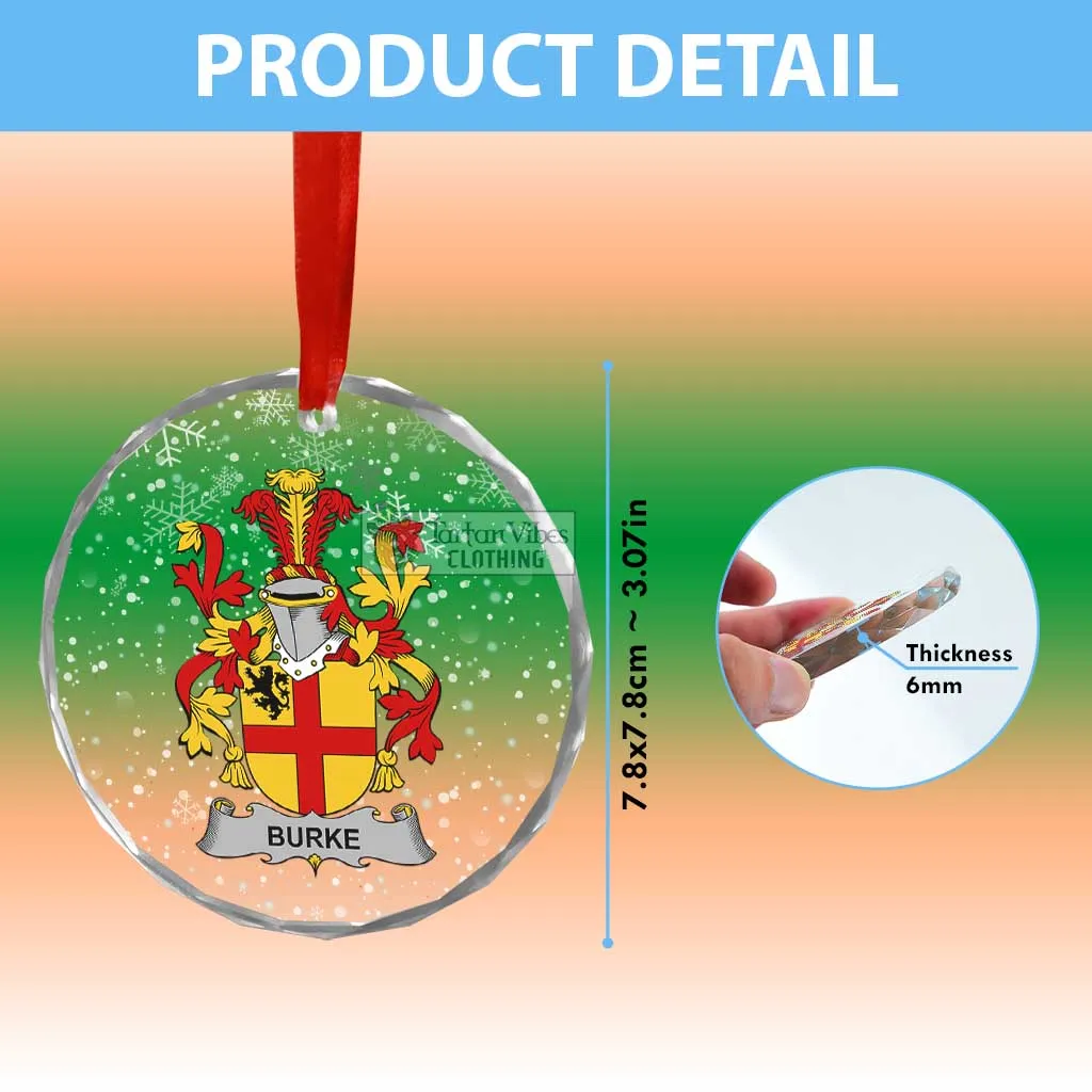 Burke Irish Clan Christmas Glass Ornament with Coat of Arms