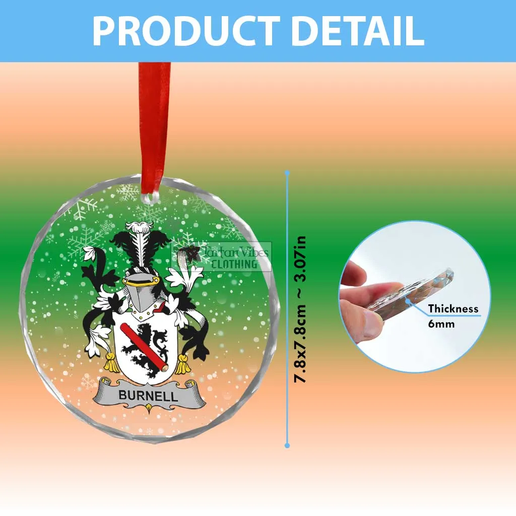 Burnell Irish Clan Christmas Glass Ornament with Coat of Arms
