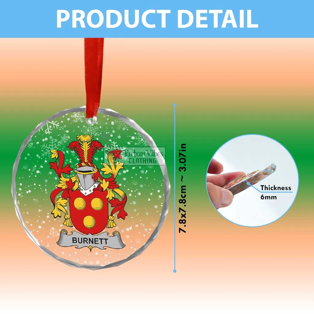 Burnett Irish Clan Christmas Glass Ornament with Coat of Arms