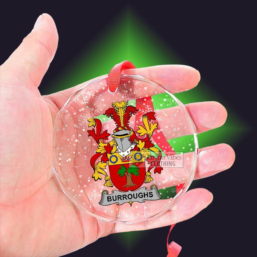 Burroughs Irish Clan Christmas Glass Ornament with Coat of Arms