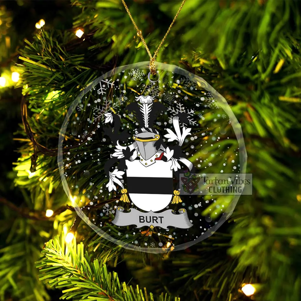 Burt Irish Clan Christmas Glass Ornament with Coat of Arms