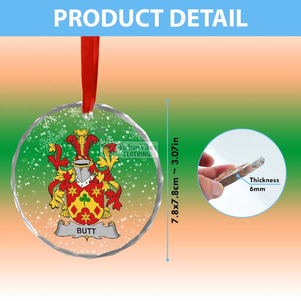 Butt Irish Clan Christmas Glass Ornament with Coat of Arms