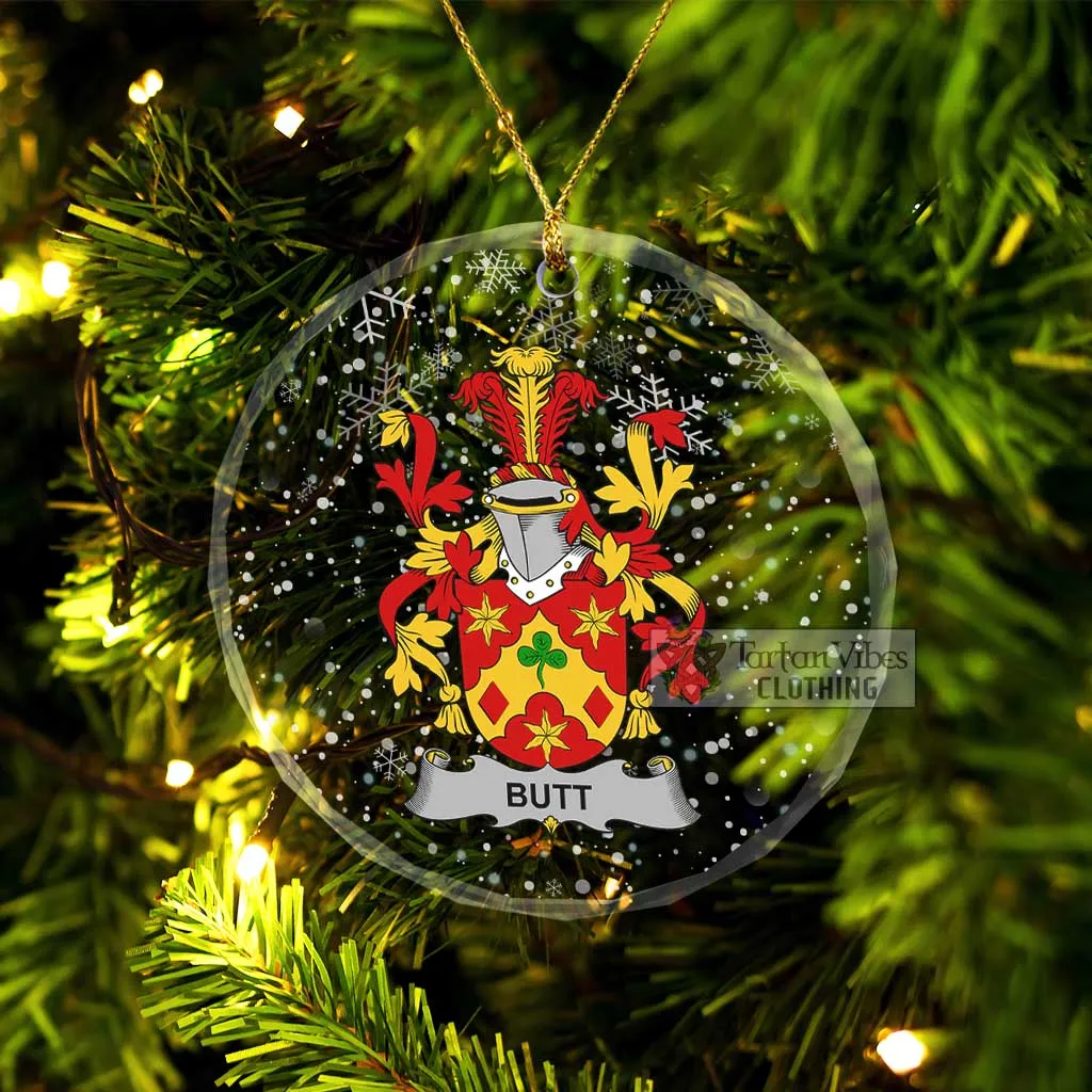 Butt Irish Clan Christmas Glass Ornament with Coat of Arms