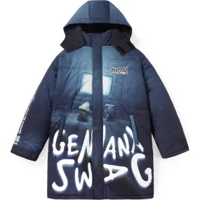 Casual Letter Print Removable Hooded Padded Coat