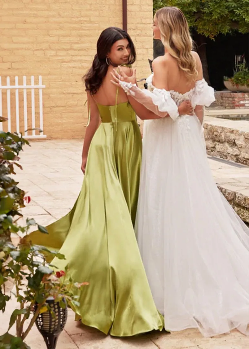 Chantelle Satin A-line Maxi Dress Dusty Blue