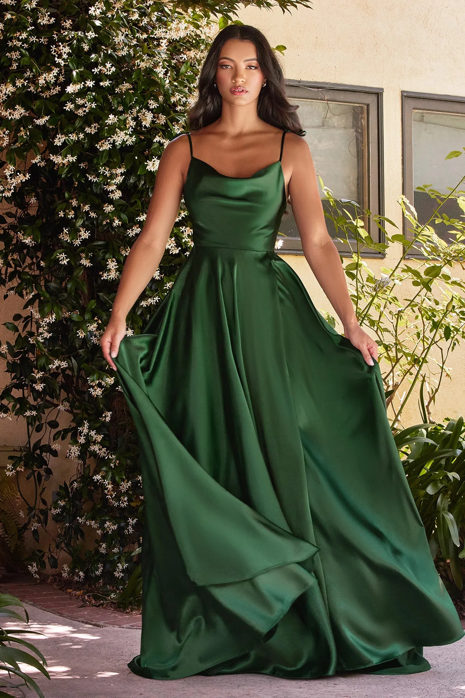 Chantelle Satin A-line Maxi Dress Dusty Blue
