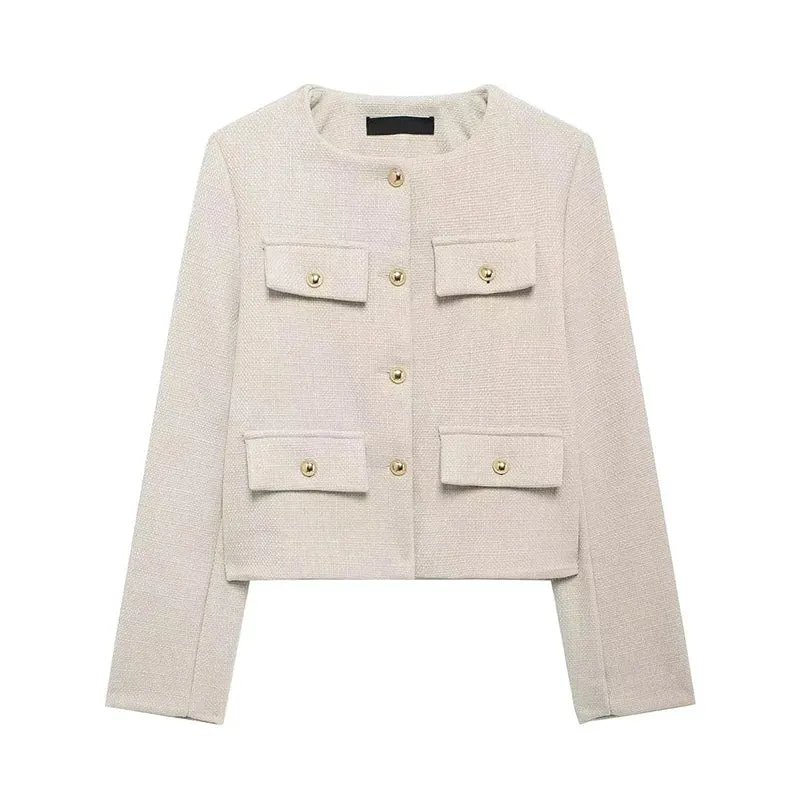 Chic tweed bouclé crop jacket