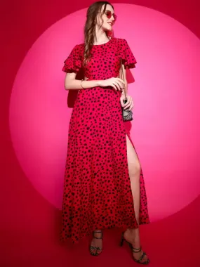 Crimson Elegance Maxi Dress