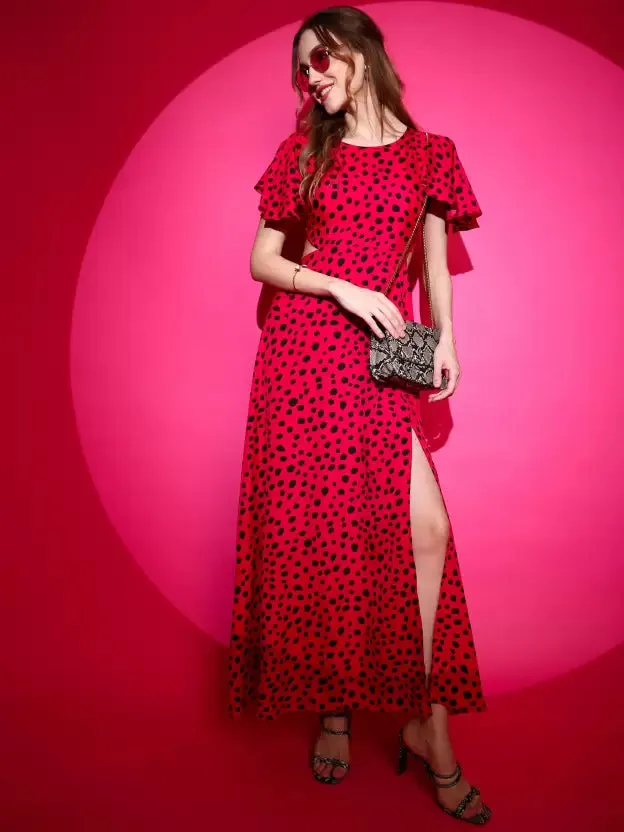 Crimson Elegance Maxi Dress
